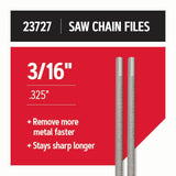 Premium 3/16-in Chainsaw Sharpening Files (2-Pack), For .325-in Pitch Chainsaw Chains, 3.5 Inch Length, Fast, Smooth Metal Removal 23727-21