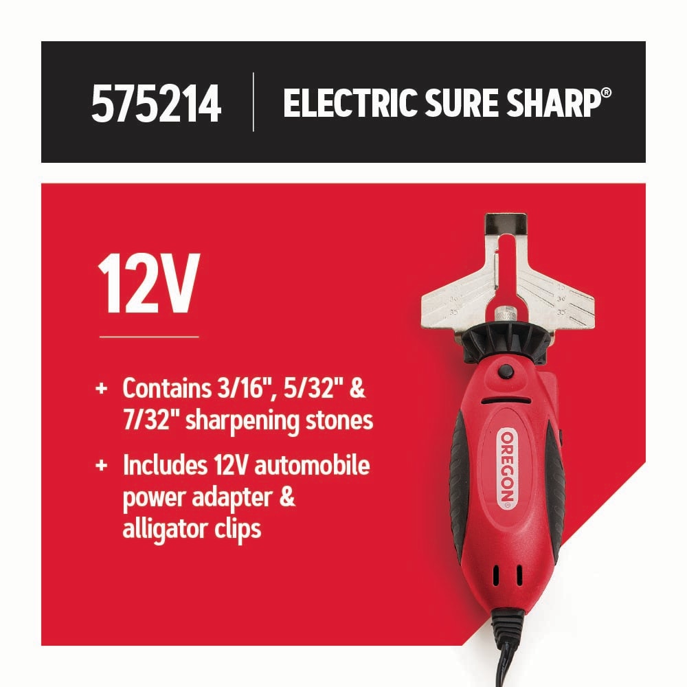 12V Sure Sharp Electric Chainsaw Chain Grinder/Sharpener, Includes 3 Sharpening Stones 575214-21