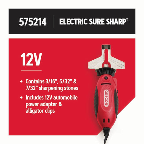 12V Sure Sharp Electric Chainsaw Chain Grinder/Sharpener, Includes 3 Sharpening Stones 575214-21