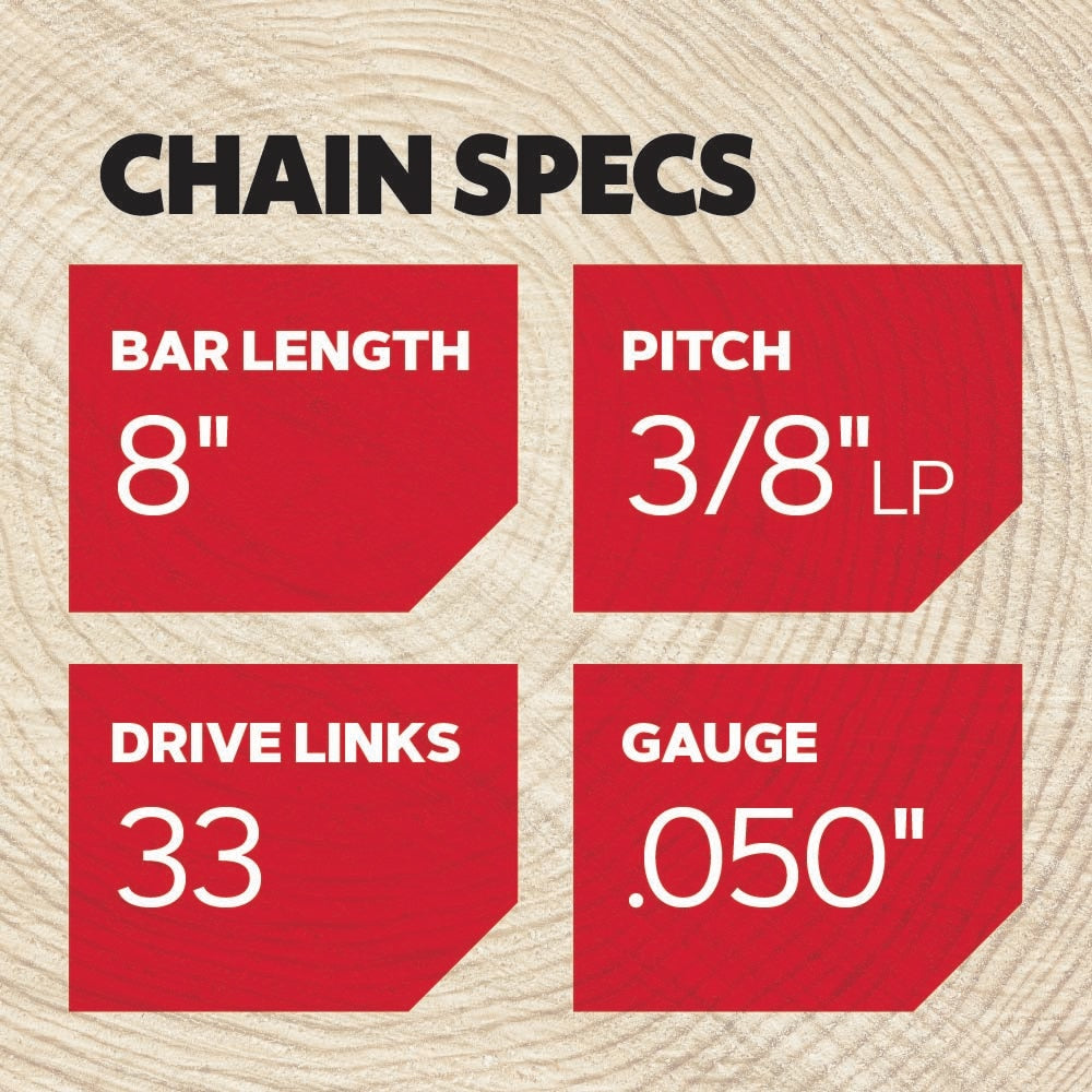 S33 33 Link Replacement Chainsaw Chain For 8-in, 0.05-in Gauge, 3/8-in Pitch S33-21