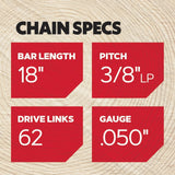 18-in Chainsaw Bar (Includes Chain) 18A041S62-21