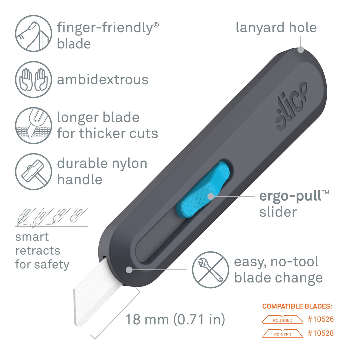 Smart-Retracting 12Mm 1-Blade Retractable Utility Knife 10558