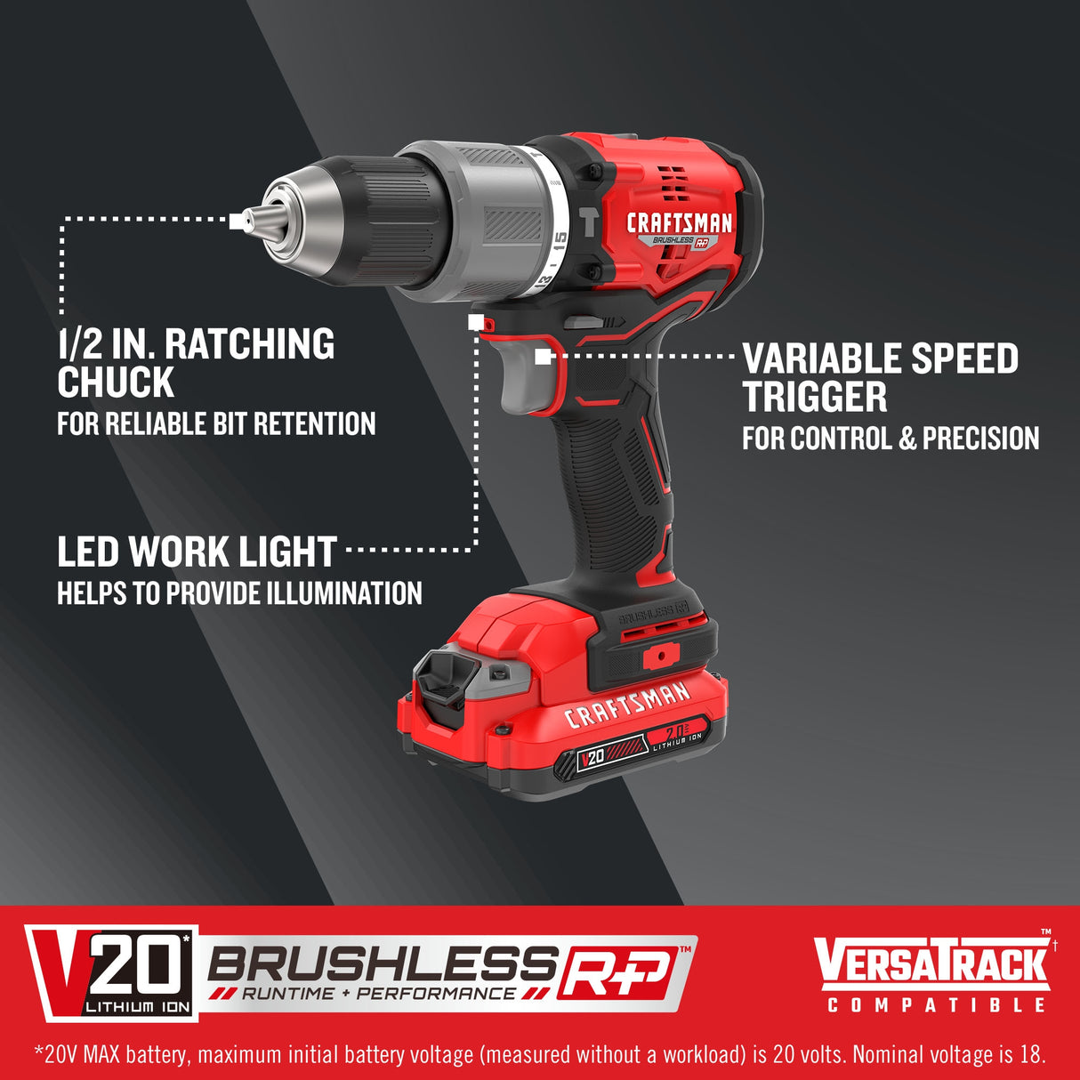 V20 RP 1/2-in 20-volt Max Variable Speed Brushless Hybrid Cordless Hammer Drill (2-Batteries Included) CMCD732D2