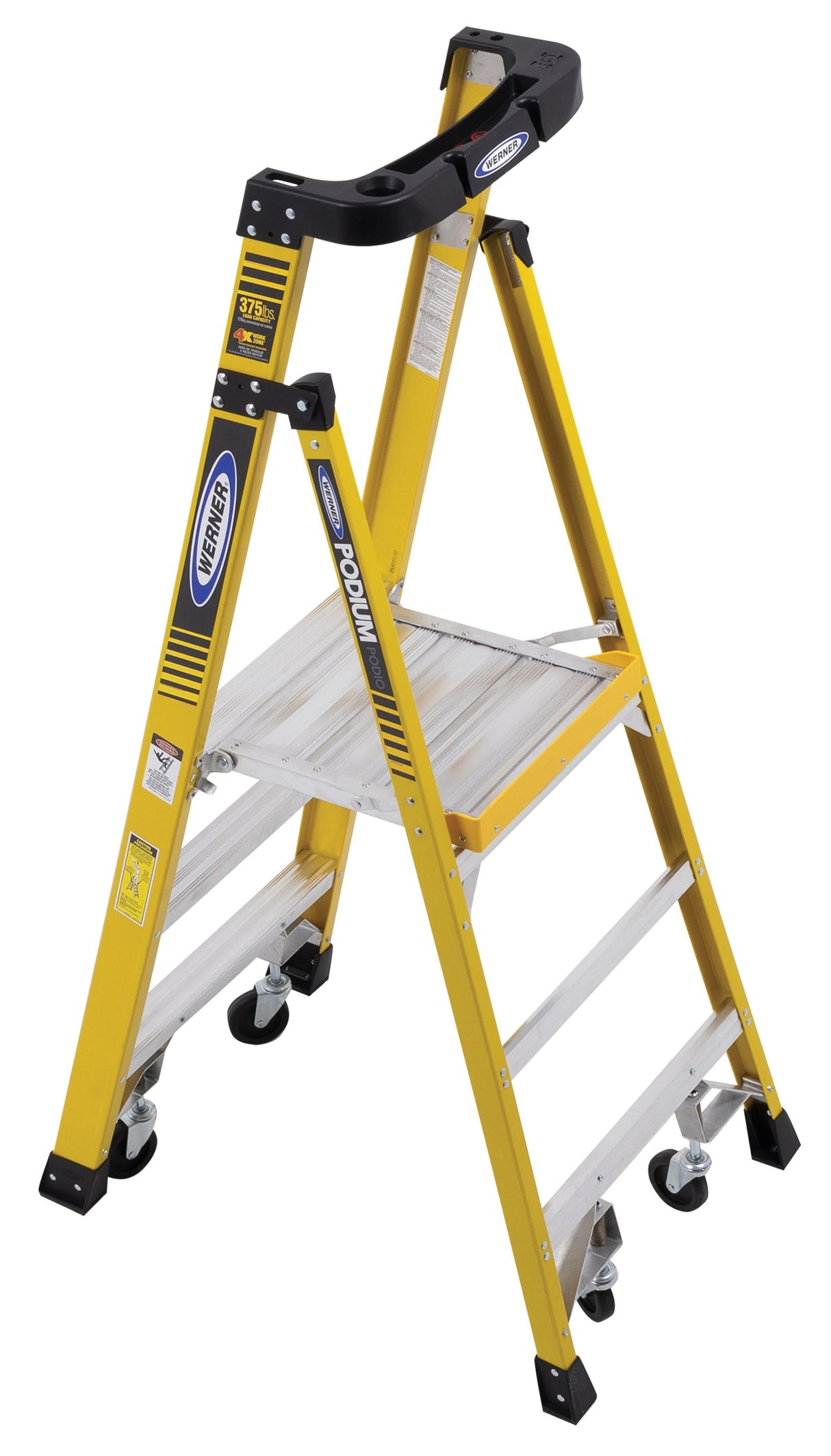 PD7300 6-ft Fiberglass Type 1AA-375-lb Load Capacity Podium Step Ladder PD7303-4C