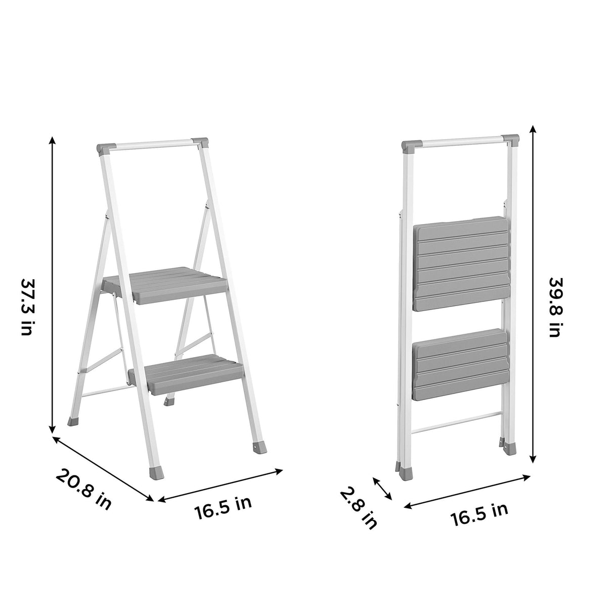 2-Step 225-lb Capacity Gray Steel Foldable Step Stool 11345WHG8