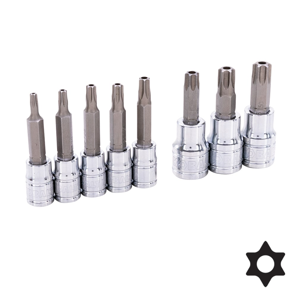 8-Piece 1/4-in; 3/8-in Drive Set Tamper-proof Torx Bit Driver Socket Set 81723