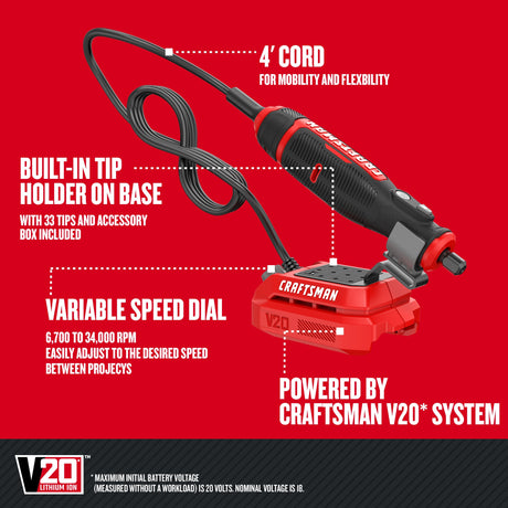 V20 Variable Cordless 20-volt Max Multipurpose Rotary Tool CMCE030B