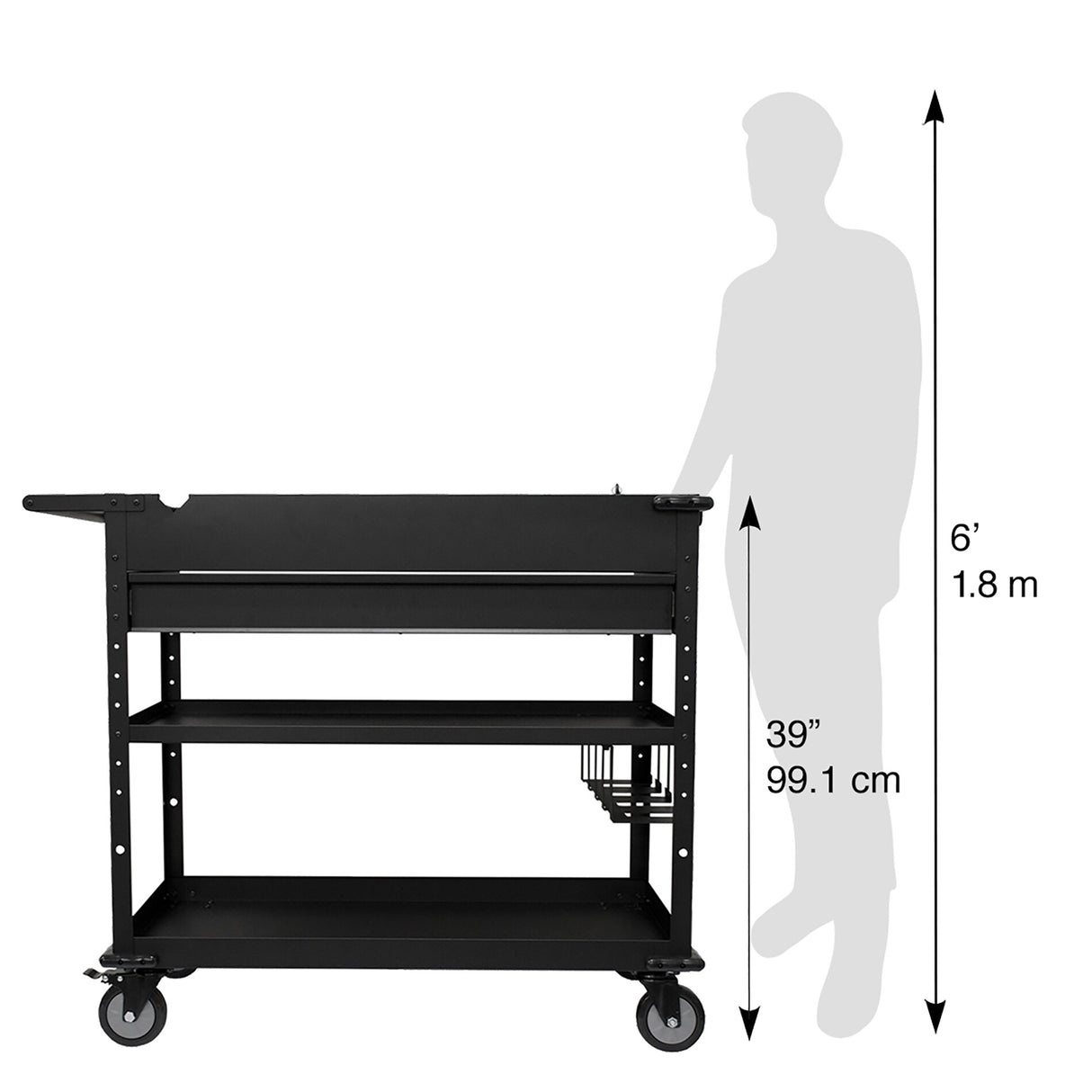 Steel Storage Module 40-in Work Cart with Power Tool Holder - Black MUC4039B