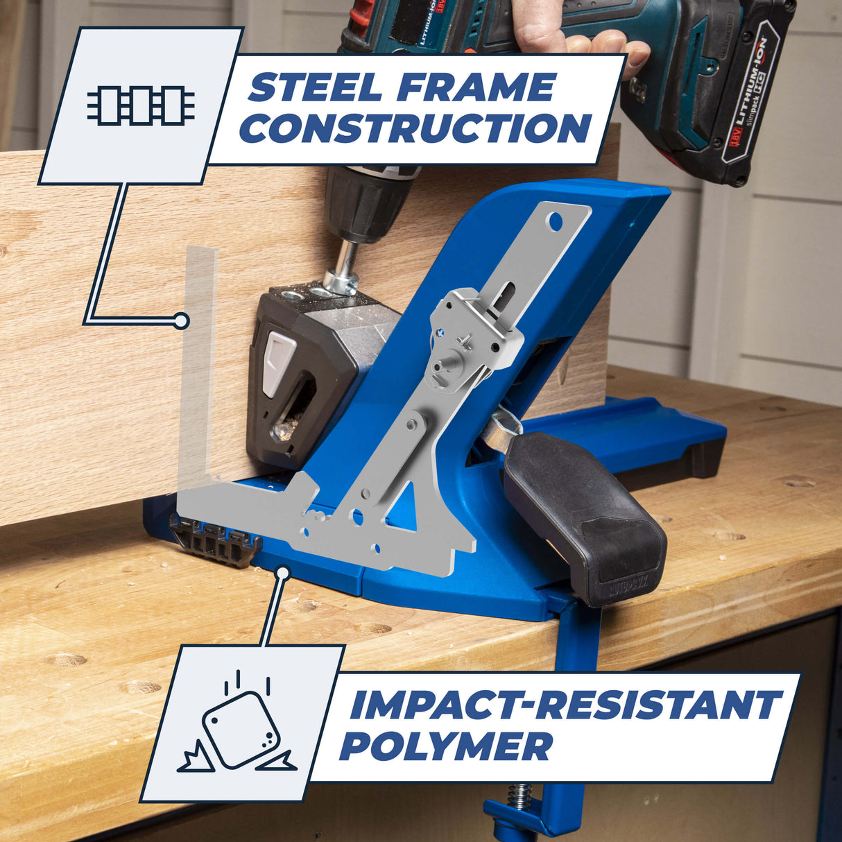 Pocket-Hole Jig 720PRO Plus - Premium, Advanced Jig for Rock-Solid Pocket-Hole Joints, Automaxx Clamping, GripMaxx Anti-Slip KPHJ720PROL