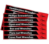 Set of 48 Red and Black Magnetic Toolbox Labels Magnetic Accessory GMLB102