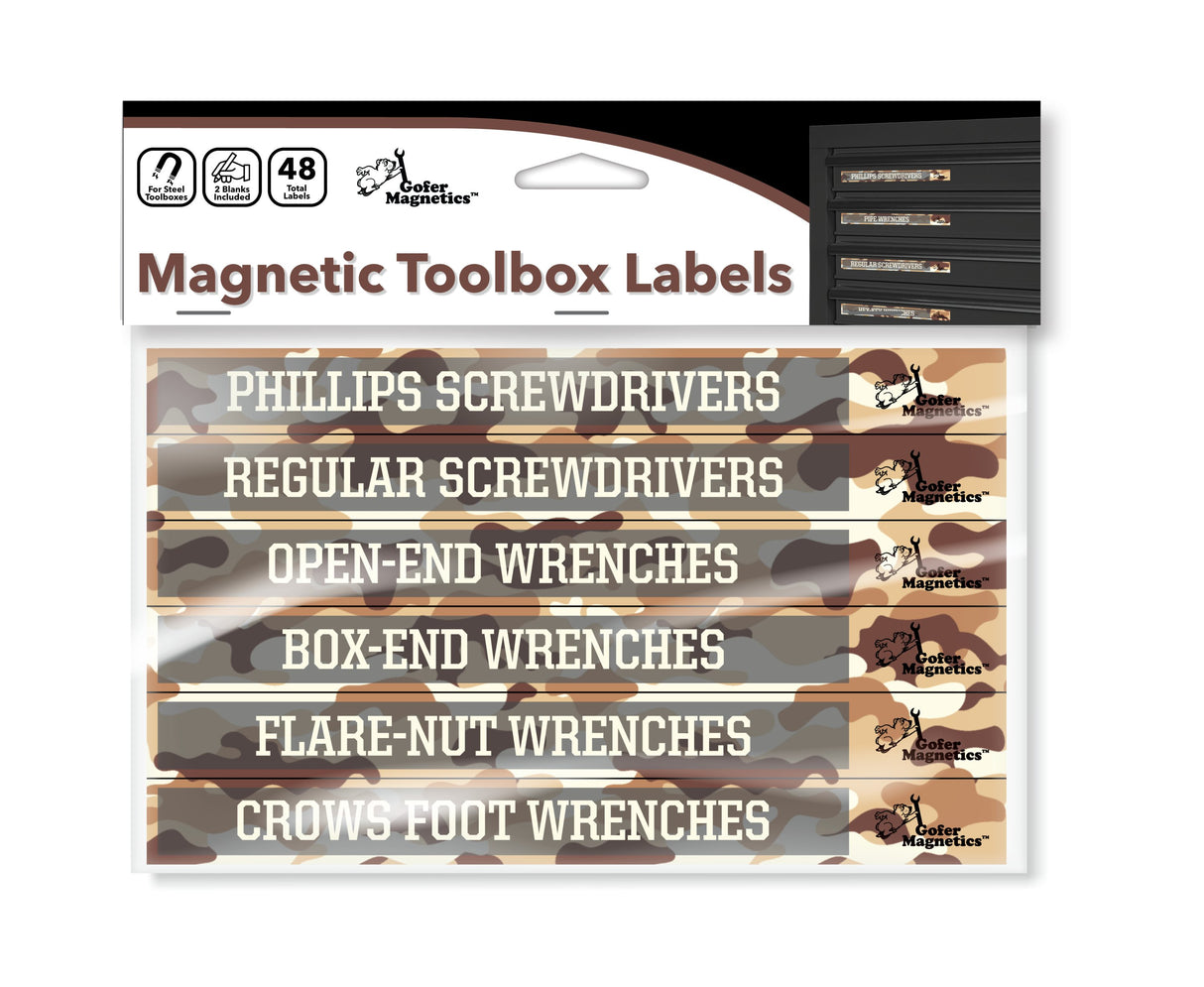 Set of 48 Tan Camo Magnetic Toolbox Labels Magnetic Accessory GMLB103