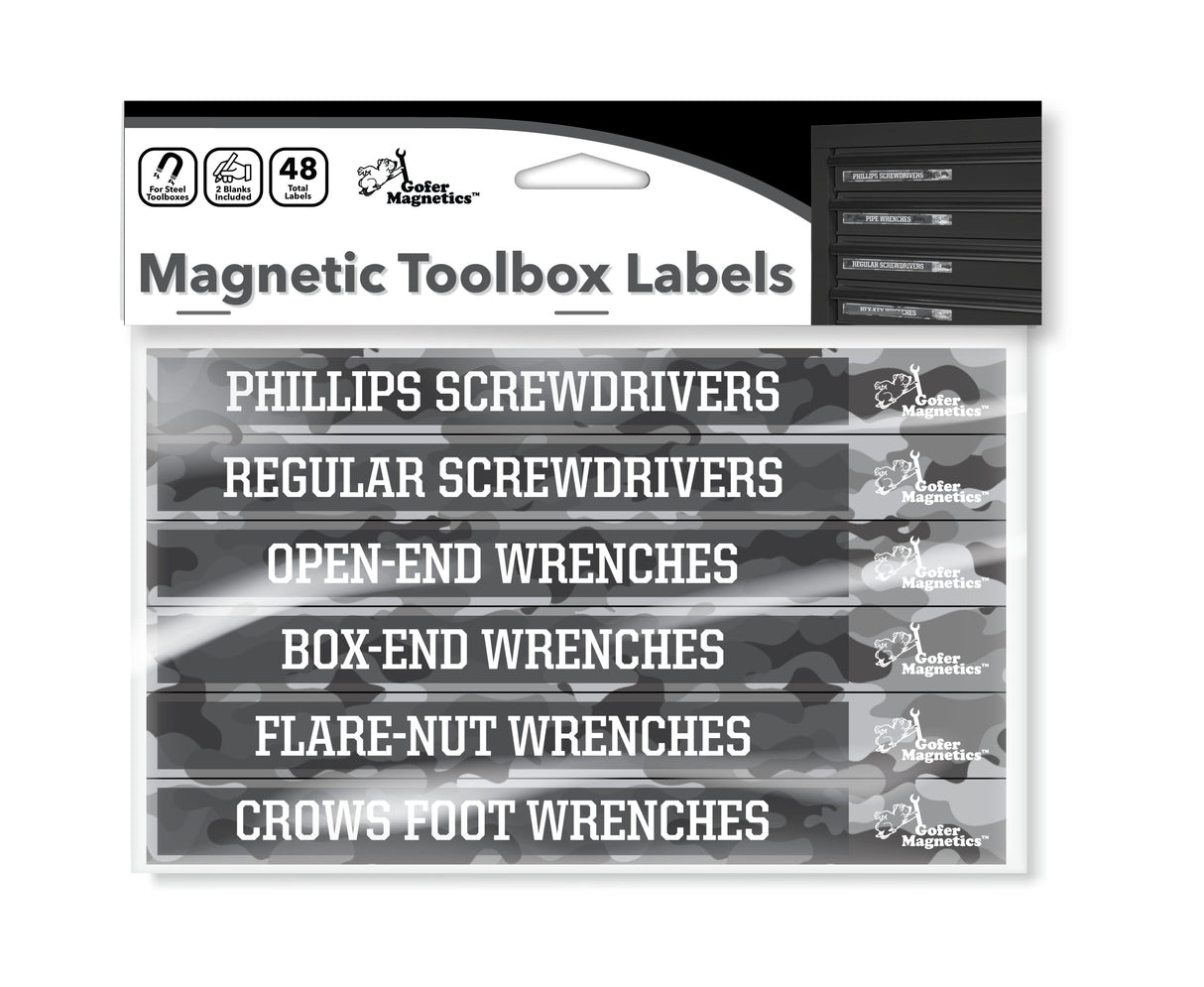 Set of 48 Gray Camo Magnetic Toolbox Labels Magnetic Accessory GMLB105