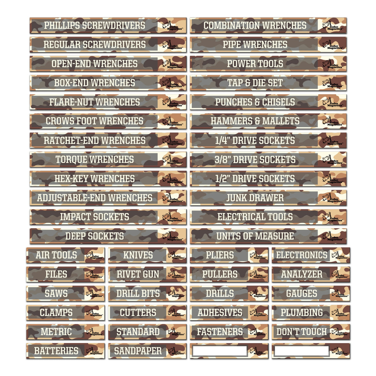 Set of 48 Tan Camo Magnetic Toolbox Labels Magnetic Accessory GMLB103