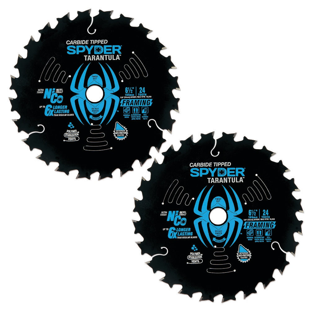 Framing 6-1/2-in 24-Tooth Rough Finish Tungsten Carbide-tipped Steel Circular Saw Blade (2-Pack) SPY-13004-2