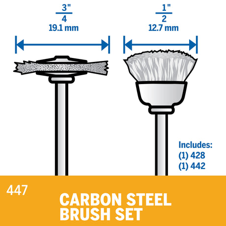 2-Piece Steel Set Cleaning/Polishing Brush Bit Accessory Kit 447