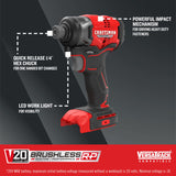 V20 RP 20-volt Max 1/4-in Brushless Cordless Impact Driver CMCF813B