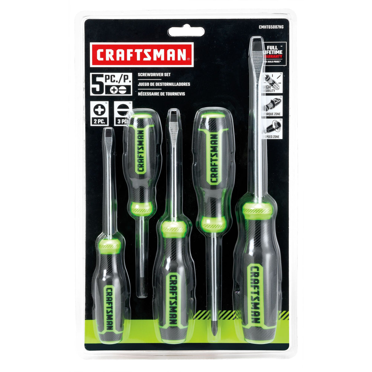 5-Piece Bi-material Handle Assorted Drive Screwdriver Set CMHT65087NG