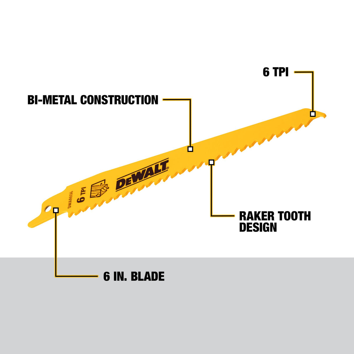 Bi-metal 6-in 6 Tpi Wood Cutting Reciprocating Saw Blade (5-Pack) DEW-DW4802  Z