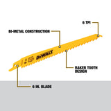 Bi-metal 6-in 6 Tpi Wood Cutting Reciprocating Saw Blade (5-Pack) DEW-DW4802  Z