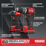 V20 RP 20-volt 2-Tool Brushless Power Tool Combo Kit with Soft Case (2-Batteries Included and Charger Included) CMCK211C2