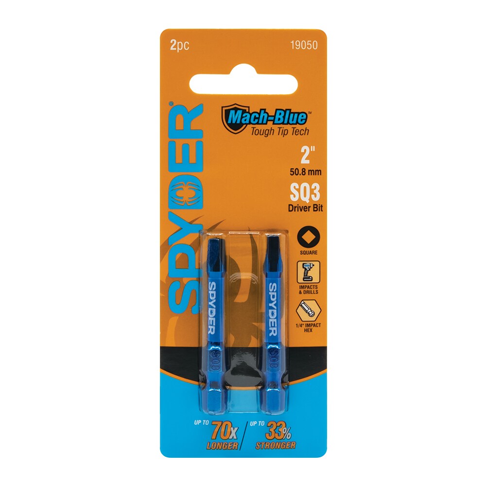 Mach-Blue SQ3 1/4-in x 2-in Square/Robertson Impact Driver Bit (2-Piece) 19050