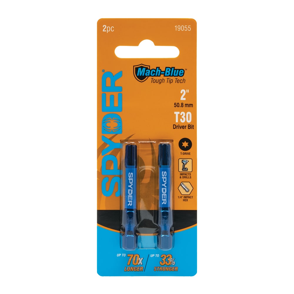 Mach-Blue T30 1/4-in x 2-in Torx Impact Driver Bit (2-Piece) 19055