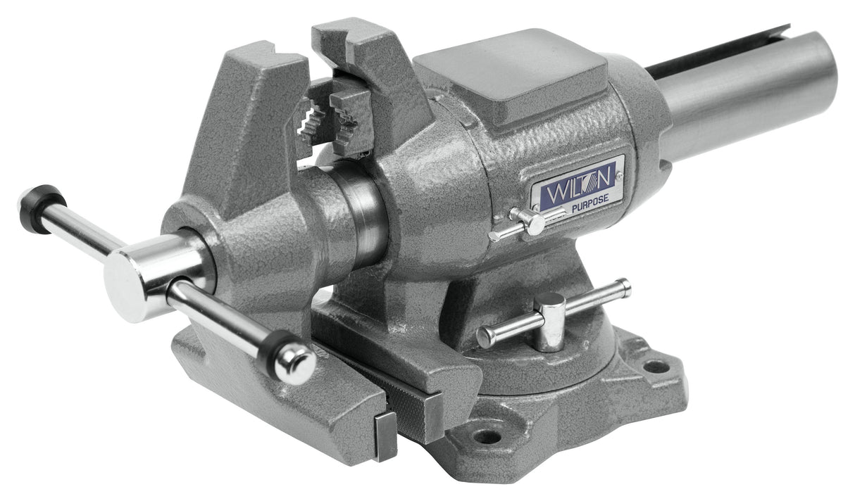 Bench Vise, 4-1/2-in Jaw Width, 4-in Jaw Opening, 2-in Throat Depth, Gray Finish, Rotating Head, Indexed at 30 Increments 28844