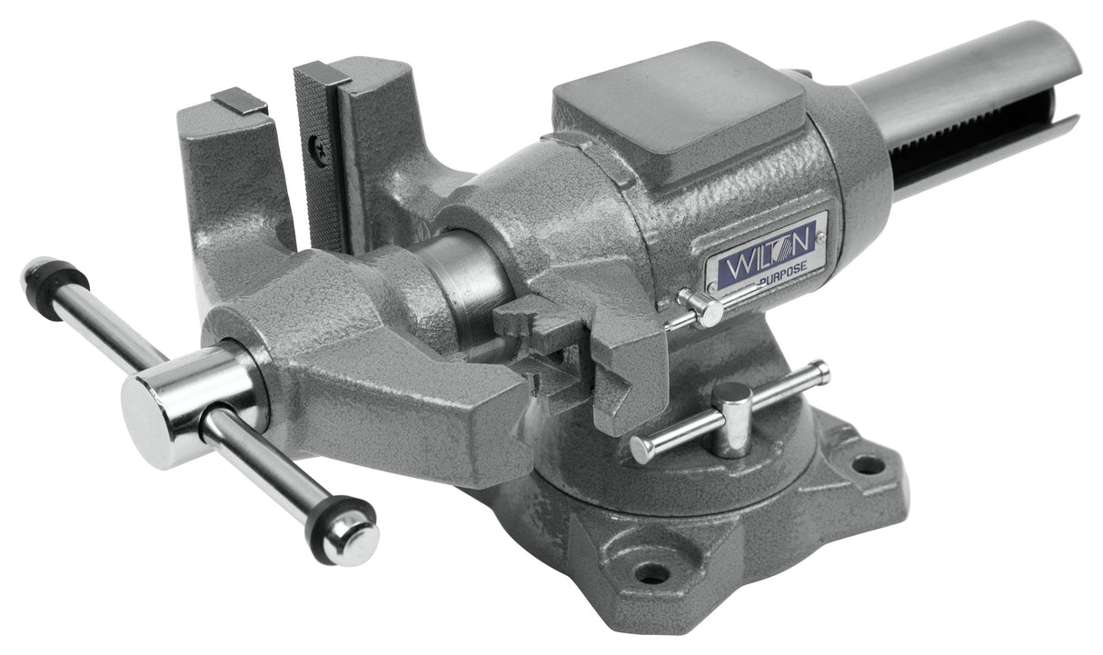 Bench Vise, 4-1/2-in Jaw Width, 4-in Jaw Opening, 2-in Throat Depth, Gray Finish, Rotating Head, Indexed at 30 Increments 28844