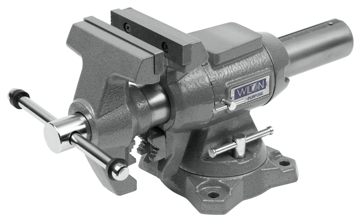 Bench Vise, 4-1/2-in Jaw Width, 4-in Jaw Opening, 2-in Throat Depth, Gray Finish, Rotating Head, Indexed at 30 Increments 28844