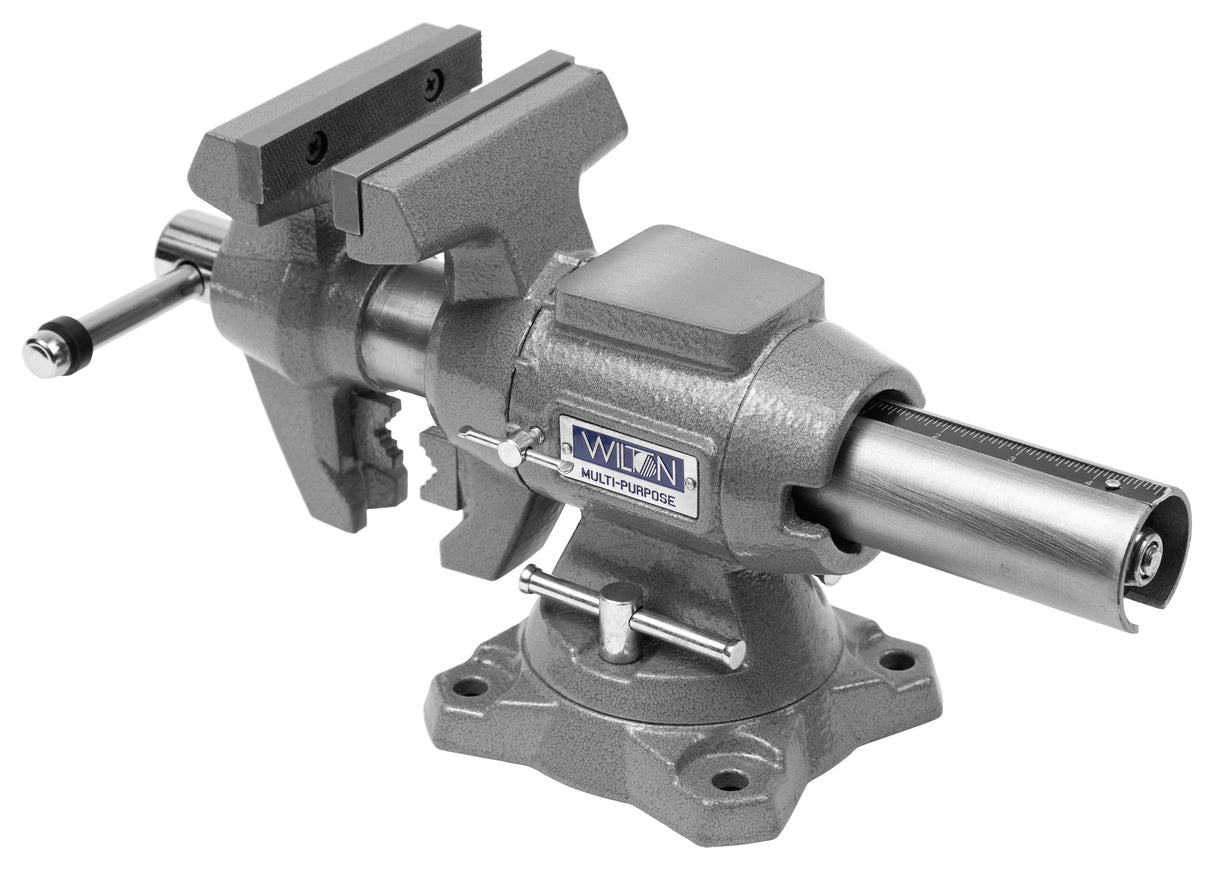 Bench Vise, 4-1/2-in Jaw Width, 4-in Jaw Opening, 2-in Throat Depth, Gray Finish, Rotating Head, Indexed at 30 Increments 28844