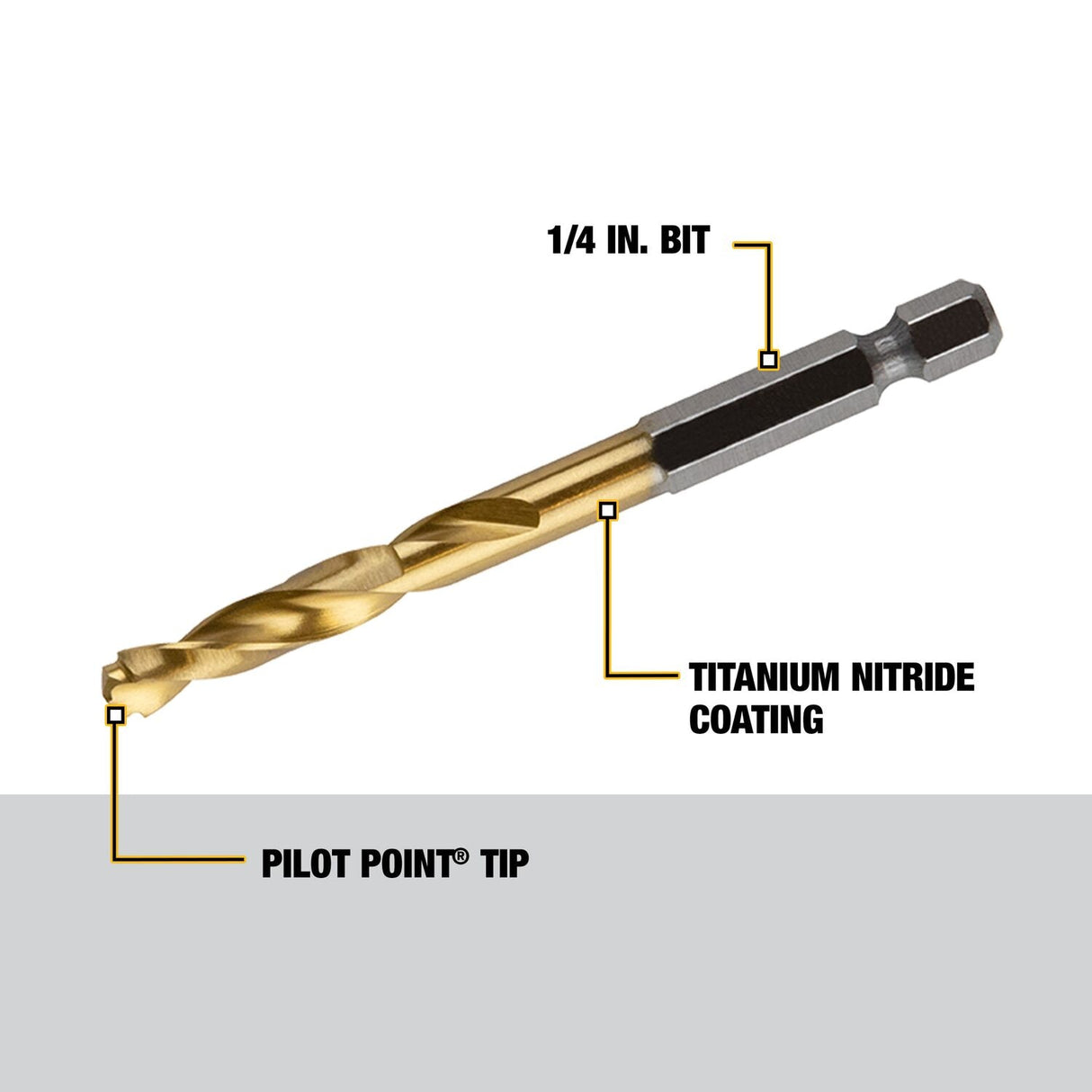 1/4-in x 3-3/16-in Titanium Nitride Coated Hss Jobber Length Twist Drill Bit DD5116