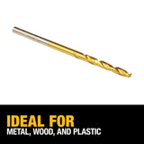 9/64-in x 5-7/8-in Titanium Nitride Coated Hss Jobber Length Twist Drill Bit DW1309  G