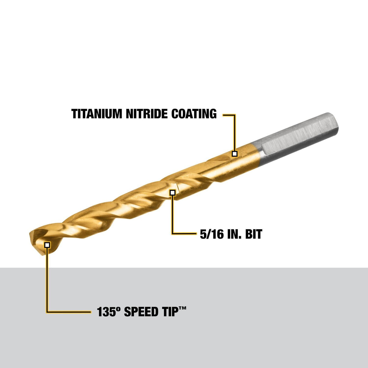 5/16-in x 6-in Titanium Nitride Coated Hss Jobber Length Twist Drill Bit DW1320  G