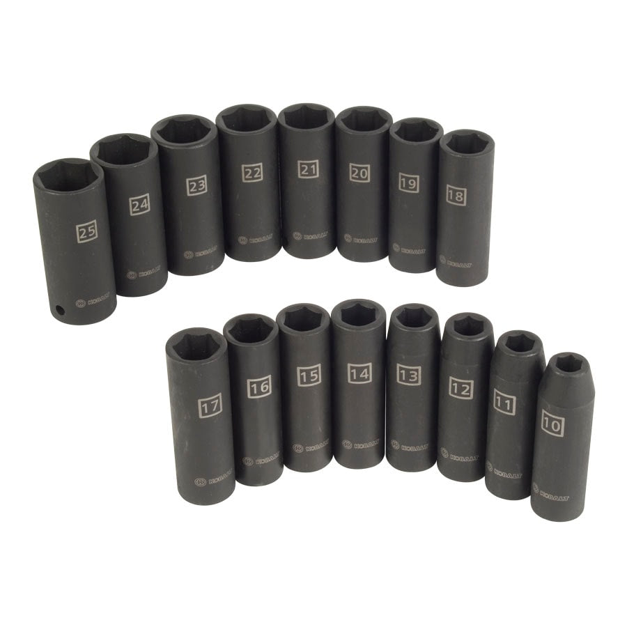 16-Piece Metric 1/2-in Drive Set 6-point Impact Socket Set 52307