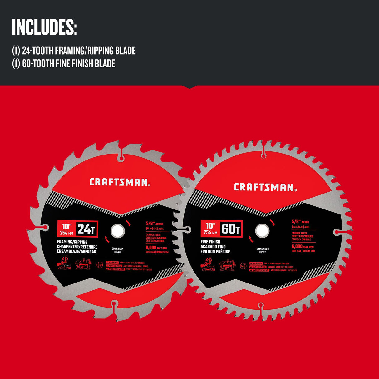 10-in Set-Tooth Fine Finish High-speed Steel Circular Saw Blade Set (2-Pack) CRA-CMAS210CMB