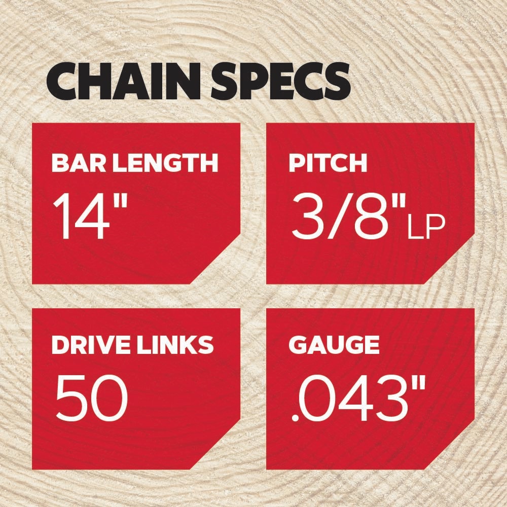 R50 50 Link Replacement Chainsaw Chain For 14-in, 0.043-in Gauge, 3/8-in Pitch R50