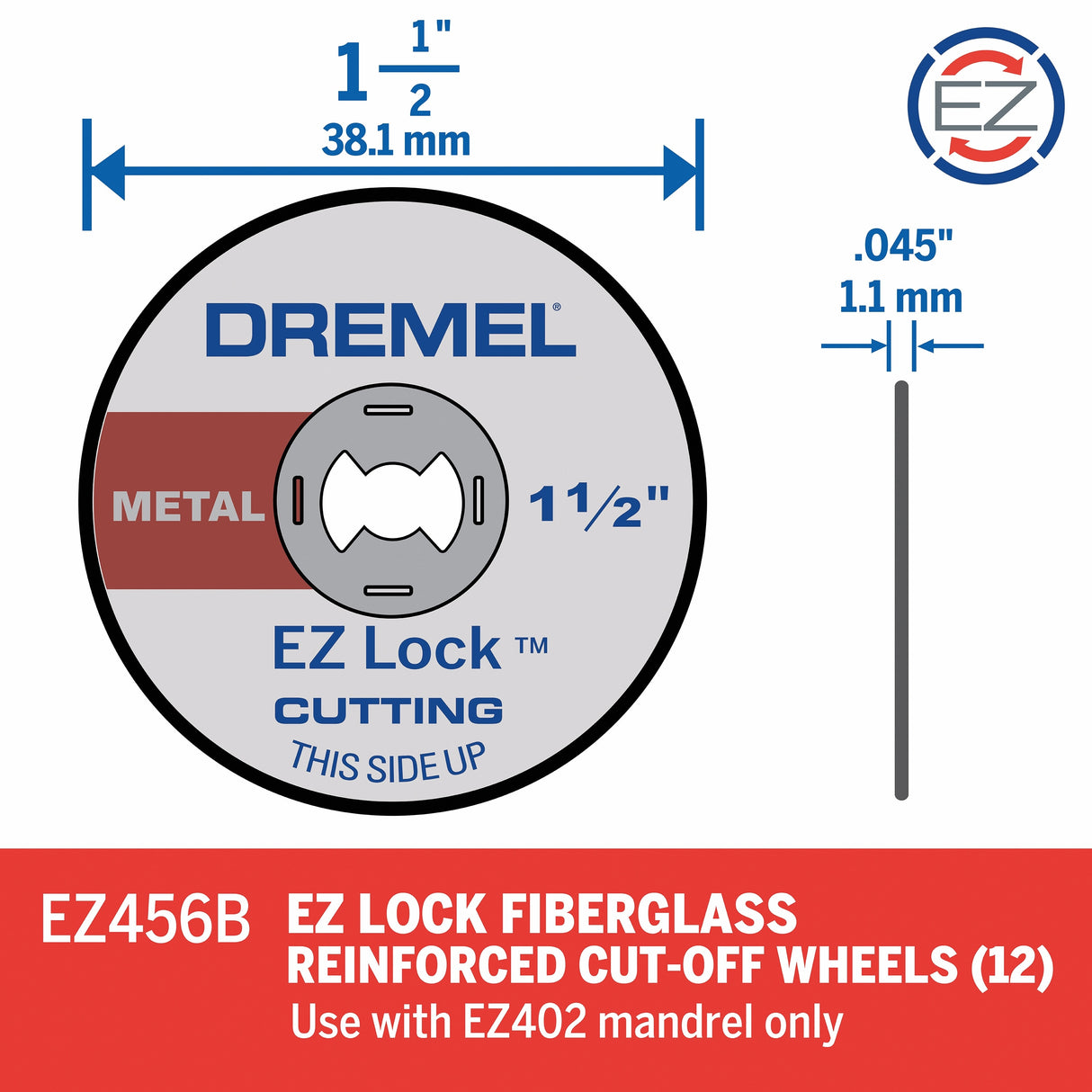 EZ Lock 12-Piece Fiber 1-1/2-in Cutting Wheel Accessory EZ456B-01