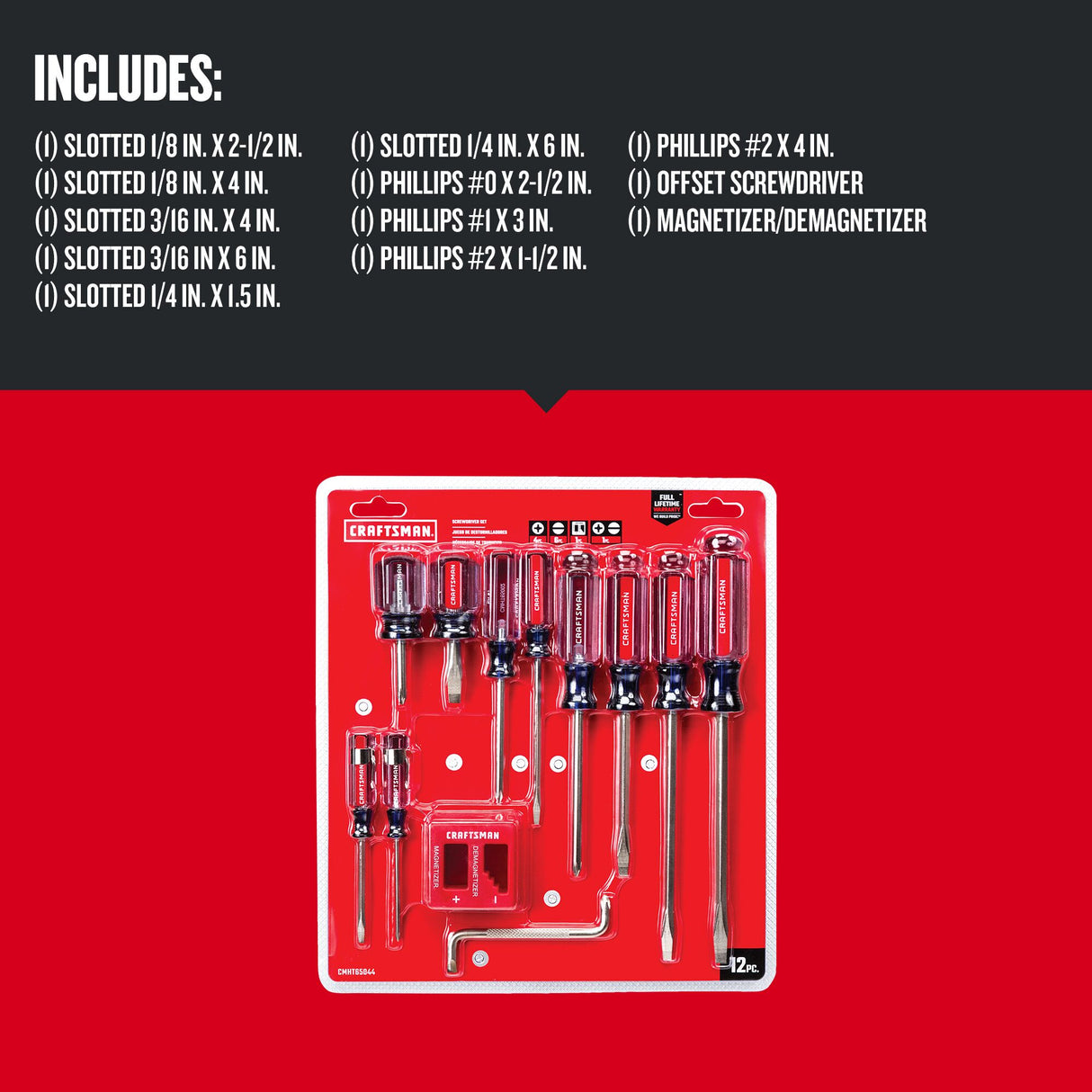 12-Piece Acetate Handle Assorted Drive Screwdriver Set CMHT65044