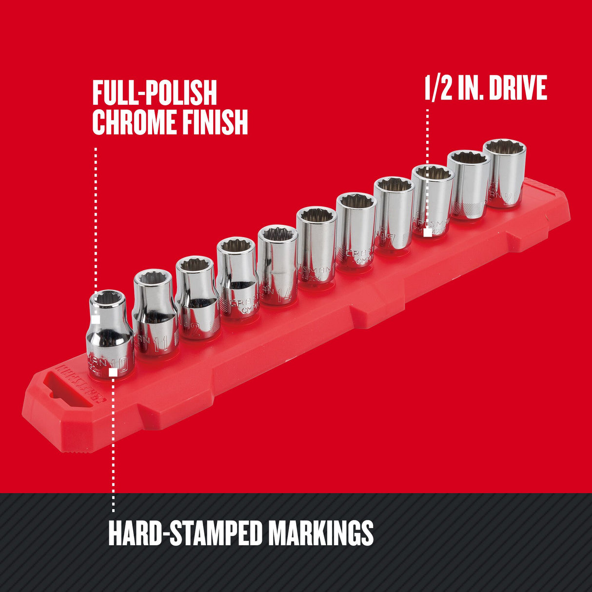 1/2-in Drive Metric Shallow Socket Set (11-Pieces) CMMT12047