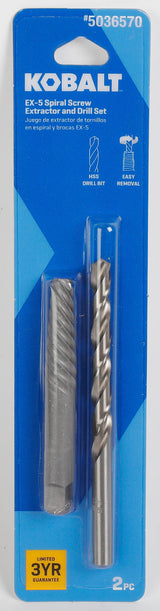 2-Pack High Carbon Steel/Hss Set Screw Extractor and Drill Bit Set 59954