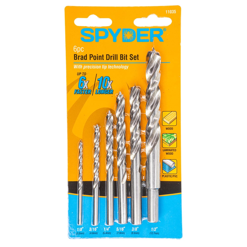 6-Piece x Assorted Woodboring Brad-point Drill Bit Set 11035