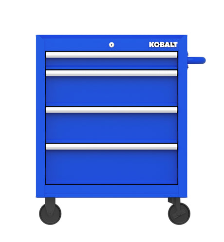 26.7-in W x 33-in H 4-Drawer Steel Rolling Tool Cabinet (Blue) 19206