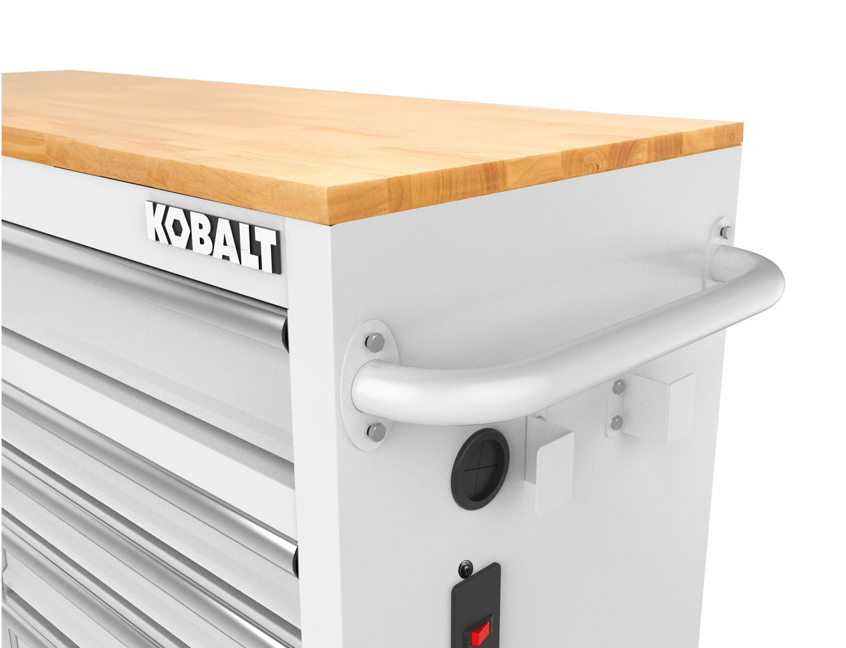 46.1-in L x 37.2-in H 9-Drawers Rolling White Wood Work Bench 19212