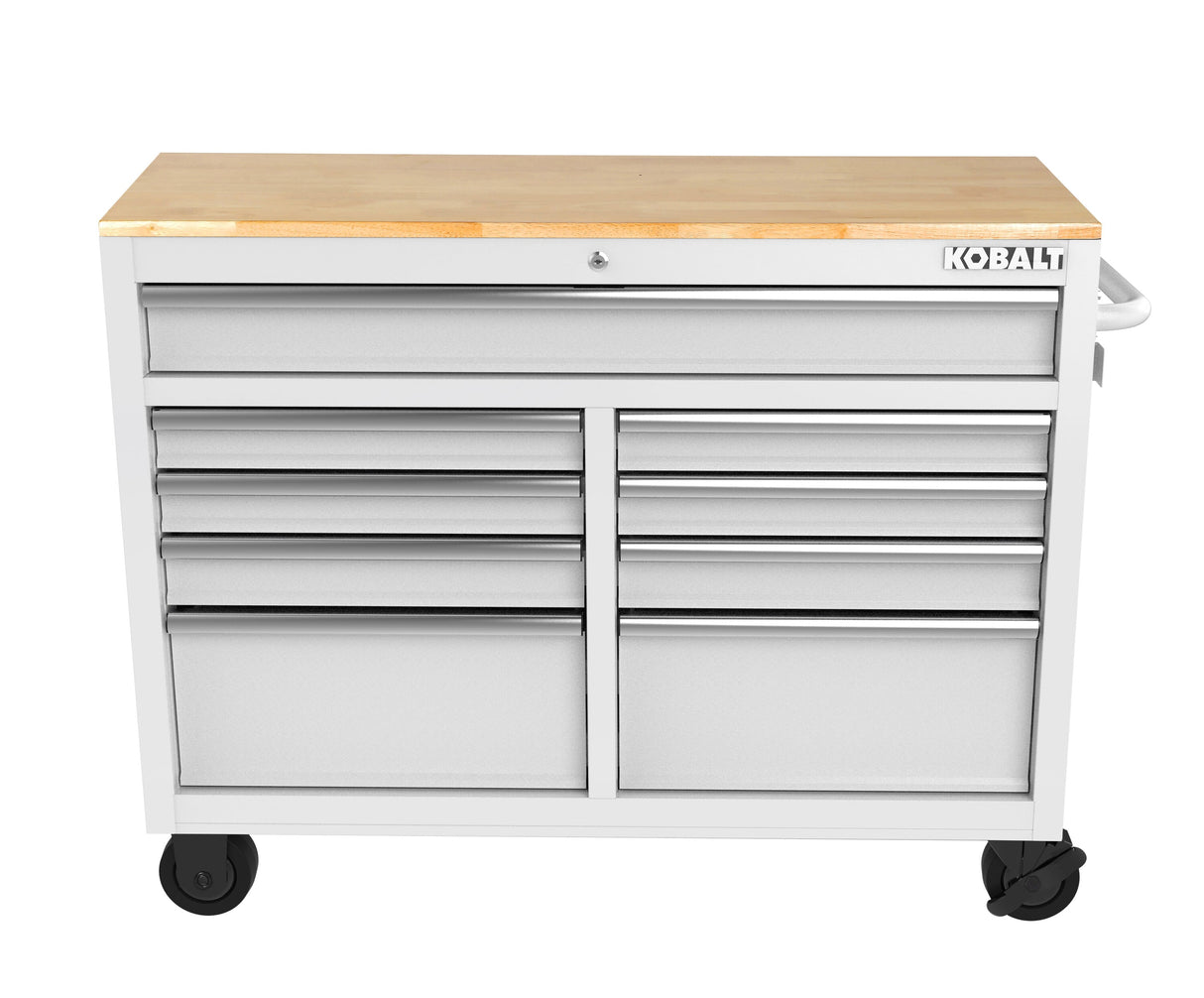 46.1-in L x 37.2-in H 9-Drawers Rolling White Wood Work Bench 19212