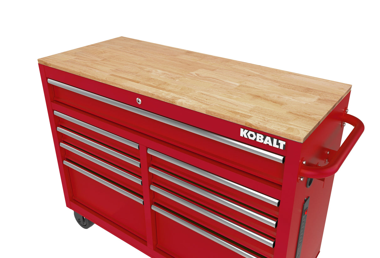 46.1-in L x 37.2-in H 9-Drawers Rolling Red Wood Work Bench 19217