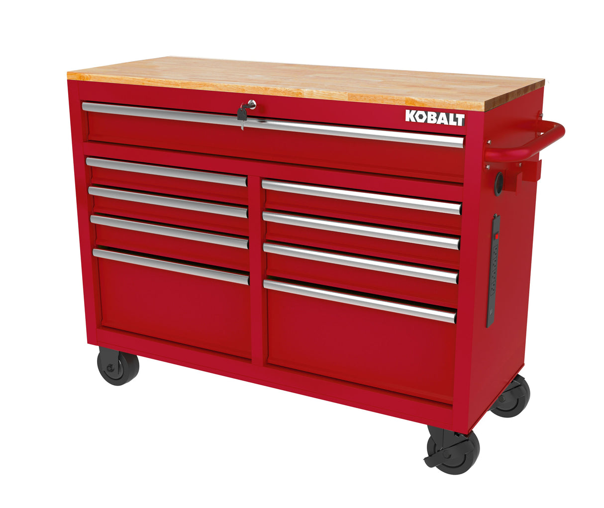 46.1-in L x 37.2-in H 9-Drawers Rolling Red Wood Work Bench 19217