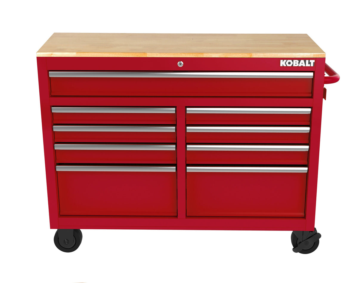 46.1-in L x 37.2-in H 9-Drawers Rolling Red Wood Work Bench 19217