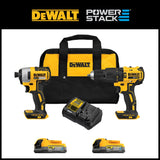 20V MAX POWERSTACK 2-Tool Combo Kit with 2 Batteries, Charger and Tool Bag DCK274E2