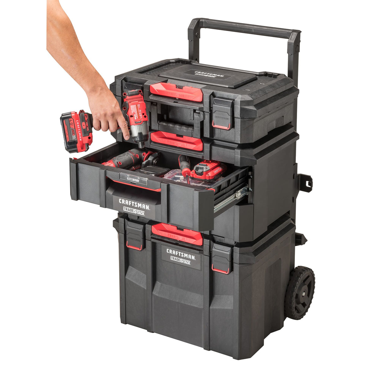 TRADESTACK System 21.45-in W x 12.79-in H x 13.85-in D 2-Drawer Black Structural Foam Tool Box CMST21404