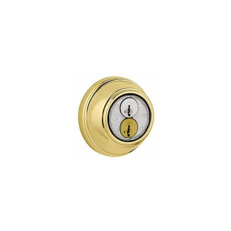 SmartKey Door Deadbolt Bright Brass Double Cylinder Round 98160-001